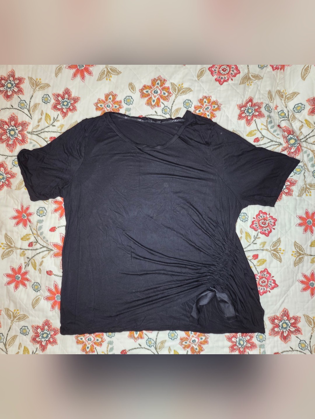 Lane Bryant Black Ruched Side Tie Shirt, Like New, Size 22/24